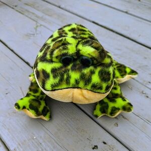 Green and Yellow Frog Plush Toy